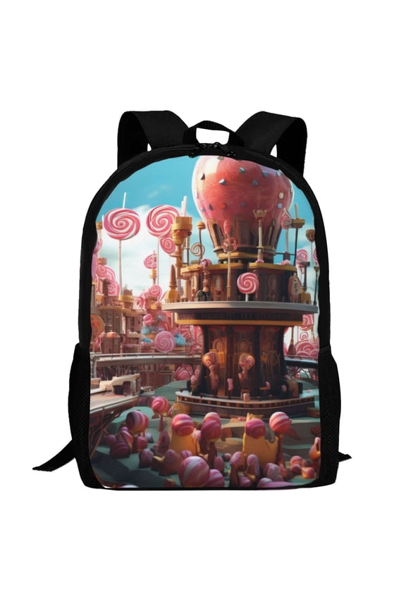 fairy-tale-world-with-delicious-candy Pattern Carry on Backpack,16.5x12.5x5.5 Personal Item Bag Carry On Backpack Water Resistant Lightweight Daypack