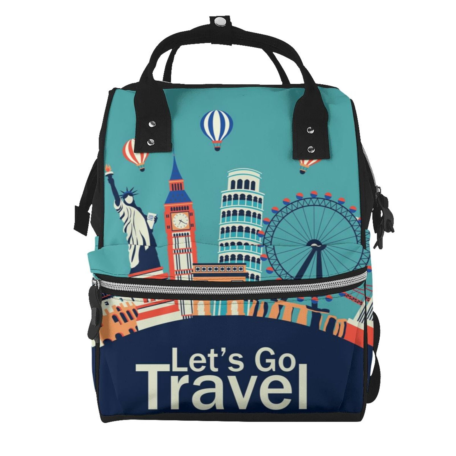 Defioc Let's go Travel for Baby Diaper Bag Backpack - Baby Bag for Boys & Girls - Diaper Backpack - Large Travel Diaper Bags- Baby Registry Search & Shower Gifts