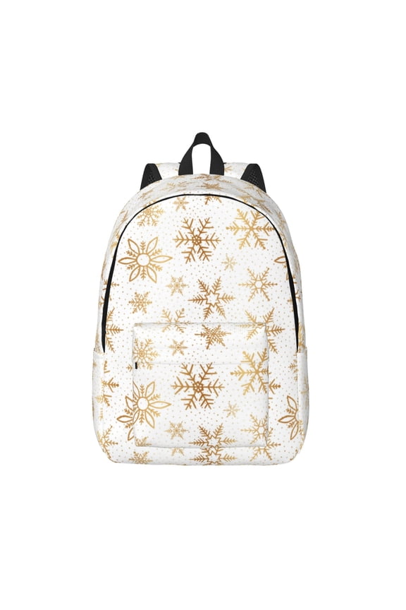 gold Snowflake print for Canvas Backpack,Travel Rucksack Unisex Knapsack Laptop Backpack for Work & College -Small