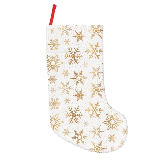 Defioc gold Snowflake print for Christmas Stockings 18" Personalized Holiday Stocking for Family, Farmhouse Decor, Xmas Tree Decoration, 1 Pack