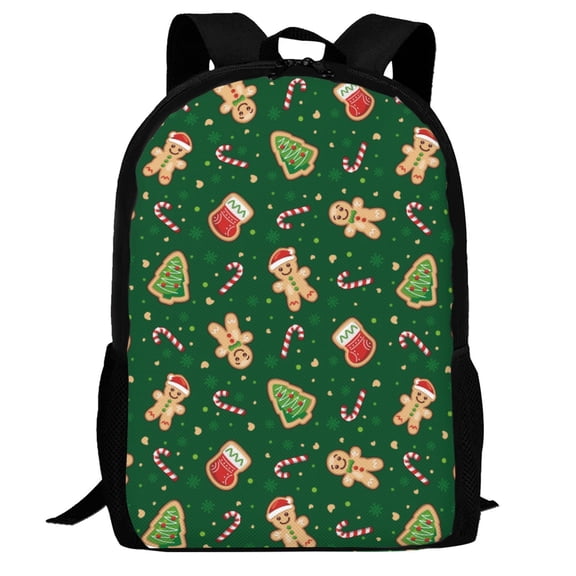 Defioc green Christmas Element Pattern Carry on Backpack,16.5x12.5x5.5 Personal Item Bag Carry On Backpack Water Resistant Lightweight Daypack