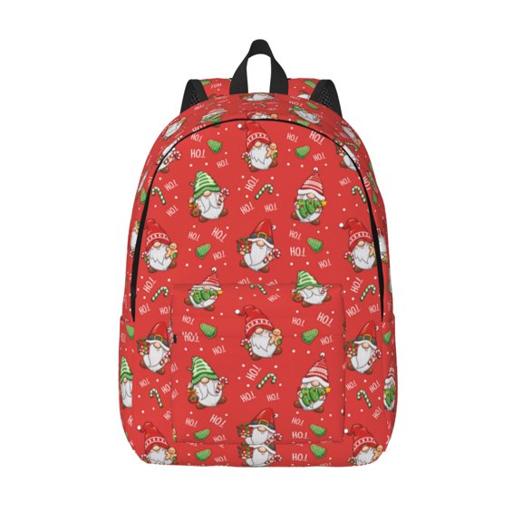 Defioc merry Christmas gnome for Canvas Backpack,Travel Rucksack Unisex Knapsack Laptop Backpack for Work & College -Small