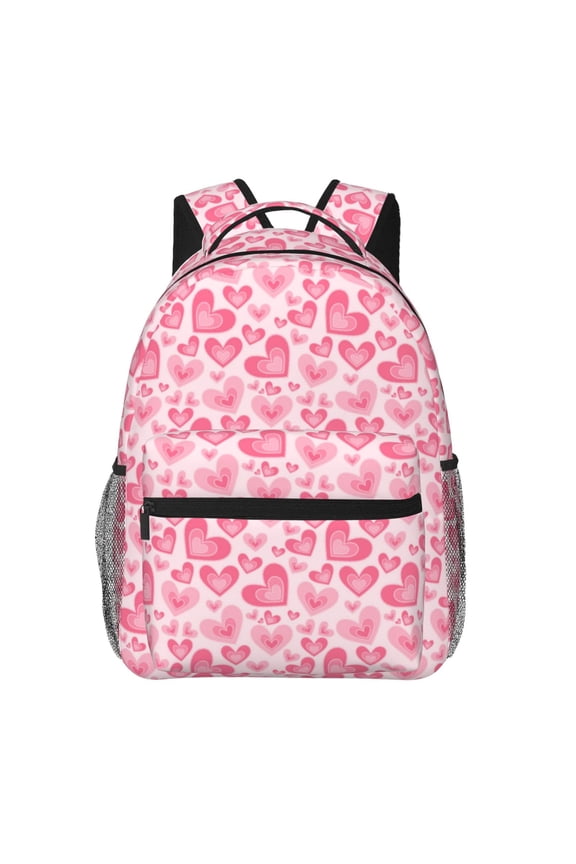 pink heart Pattern Laptop Backpack,Travel Backpack Outdoor Activities Bag Daypack for Travel Hiking Shopping Daily