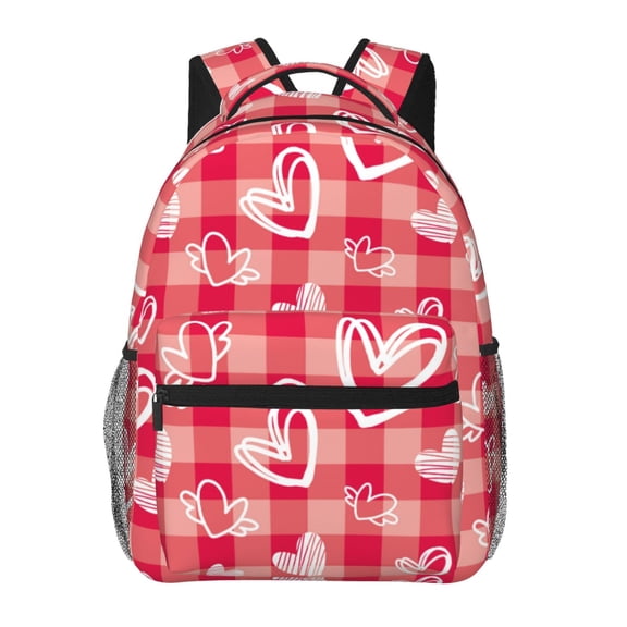 Defioc valentine day with heart Pattern Laptop Backpack,Travel Backpack Outdoor Activities Bag Daypack for Travel Hiking Shopping Daily