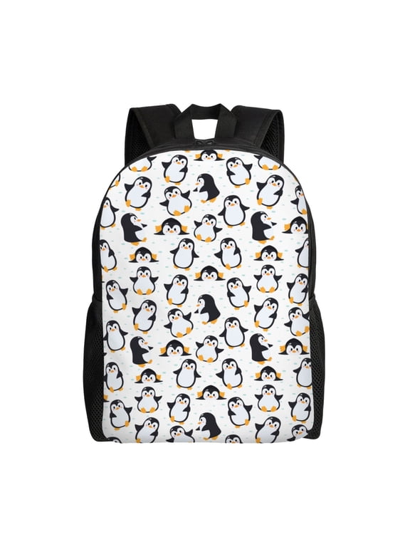 whiter cute penguin Print Backpack -Travel,or Work Bookbag Daypacks with 15-Inch Laptop Sleeve and Dual Water Bottle Pockets
