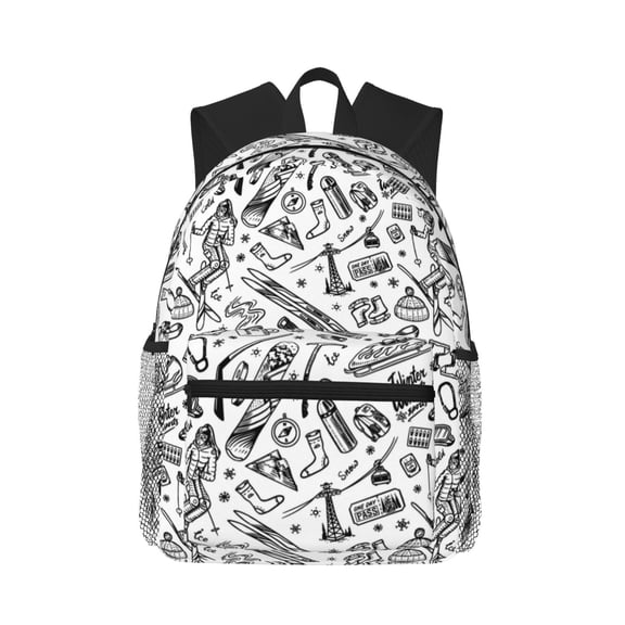 Defioc winter Ski Element Pattern Laptop Backpack for Men and Women,Casual Backpack Dayback Sports Bookbag for Travel Running Hiking
