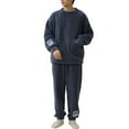 thumbnail image 1 of Defitshape Men's 2 Piece Fleece Pajama Set Soft Pj Set Long Sleeve Fuzzy Winter Flannel Loose Stretchy Lounge Thick Lounge Set Dark Grey Medium, 1 of 4
