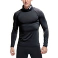 thumbnail image 1 of Defitshape Men's Athletic Compression Shirt Tight Lightweight Soft Biking Running Shirts Sports Workout Gym Long Sleeve Muscle Fit Thermal Mock Turtle Neck Base Layer Top Black XX-Large, 1 of 5
