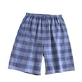 thumbnail image 1 of Defitshape Men's Casual Pajama Shorts Plaid Printed Pj Bottoms Casual Nightwear Home Elastic Above Knee 100 Cotton Sleep Blue Small, 1 of 1
