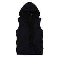 Defitshape Men's Casual Top Fall Vest Chic Full Zip Comfy Rayon Pocket Fit Regular Outdoor Jogging Vest Outfit Black Small