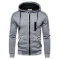 thumbnail image 1 of Defitshape Men's Cool Fashion Hoodies & Sweatshirts Hood Slim Fit Hoodie Plain Full Zip Up Hoody Aesthetic Designer Trendy Workout Hooded Sweatshirt Streetwear Zipper Sweatshirt Grey X-Large, 1 of 2