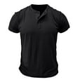 thumbnail image 1 of Defitshape Men's Cotton Henley Shirt Short Sleeve Slim Fit T Shirt Solid Basic Summer Top Cool Casual Fashion Thin Lightweight Tee Black Small, 1 of 5
