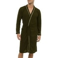 thumbnail image 1 of Defitshape Men's Cotton Long Robe Soft Long Sleeve Summer Spring Lightweight Knee Length Pocket Comfy House SPA Hotel Hot Tub V Neck Bathrobe Olive Large, 1 of 5