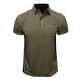 thumbnail image 1 of Defitshape Men's Cotton Short Sleeve Shirt Slim Fit Polo Shirt Vintage Summer Top Soft Slimming Business Casual Henley Shirt w/ Pocket Green Large, 1 of 1