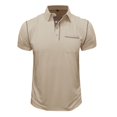 thumbnail image 1 of Defitshape Men's Cotton Short Sleeve Shirt Slim Fit Polo Shirt Vintage Summer Top Soft Slimming Business Casual Henley Shirt w/ Pocket Khaki Small, 1 of 1