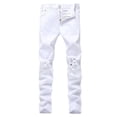 thumbnail image 1 of Defitshape Men's Denim Pant Ripped Jeans Button Destroyed Curvy Long Stretch Shredded Pocket Pants White 28, 1 of 5