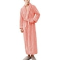 thumbnail image 1 of Defitshape Men's Long Robe Warm Fuzzy Winter Fleece Thick Spa Bathrobe Soft Full Length Sleeve Sleepwear Pocket Pink Small, 1 of 4
