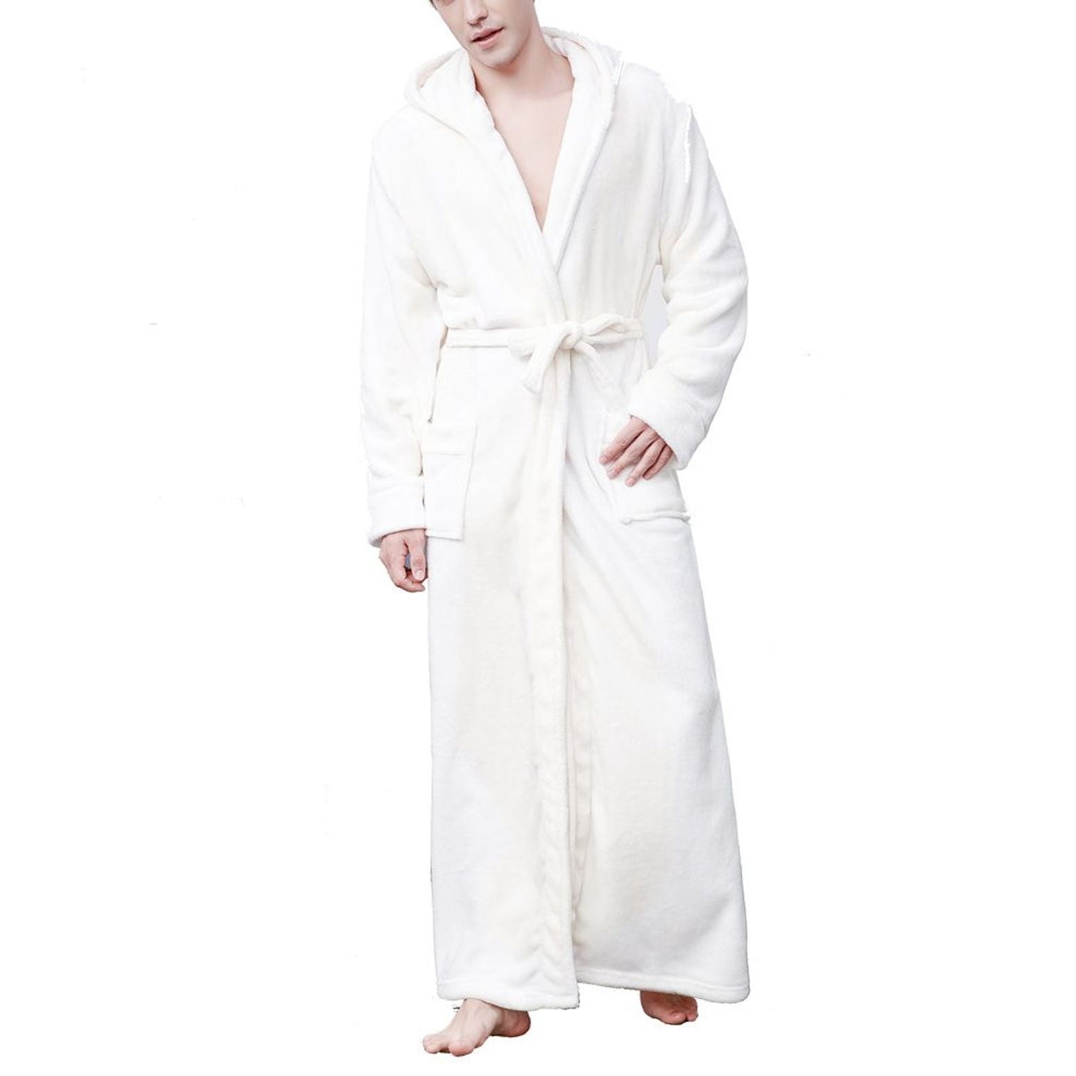 Big Oversized Robe Defitshape Men's Long Sleeve Plush Robe Fuzzy Fleece Long Bath Robe ...