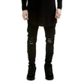 thumbnail image 1 of Defitshape Men's Ripped Jeans Destroyed Tapered Leg Skinny Demin Pants Stretch Distressed Black 38W x 32L, 1 of 5