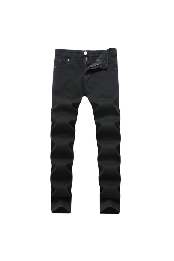 Men's Ripped Jeans Destroyed Tapered Leg Skinny Demin Pants Stretch Distressed Black1 40W x 32L