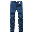 thumbnail image 1 of Defitshape Men's Ripped Jeans Destroyed Tapered Leg Skinny Demin Pants Stretch Distressed Royal Blue 38W x 32L, 1 of 4