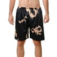 thumbnail image 1 of Defitshape Men's Satin Boxer Shorts Silk Sleep Luxury Elastic Waist Summer Soft Comfy Print Silky Loose Above Knee Solid Underwear Pj Pajama Bottoms Black Dragon XX-Large, 1 of 2