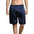 thumbnail image 1 of Defitshape Men's Satin Boxer Shorts Silk Sleep Luxury Elastic Waist Summer Soft Comfy Print Silky Loose Above Knee Solid Underwear Pj Pajama Bottoms Navy 3X-Large, 1 of 5