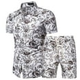 thumbnail image 1 of Defitshape Men's Short 2 Piece Outfit Party Short Sleeve Button Up Shorts Set Casual Suits Summer Cool Beach Vacation Slim Fit Matching Set Suit Style2 X-Small, 1 of 1