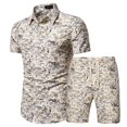 thumbnail image 1 of Defitshape Men's Short 2 Piece Outfit Party Short Sleeve Button Up Shorts Set Casual Suits Summer Cool Beach Vacation Slim Fit Matching Set Suit Style3 Medium, 1 of 1