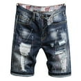 thumbnail image 1 of Defitshape Men's Shorts Ripped Jeans Slim Fit Denim Shorts Knee Length Straight Casual Fashion Big and Tall with Pockets Style3 40, 1 of 5