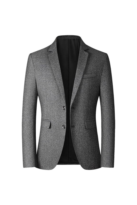 Men's Slim Fit Blazer Tweed Notch Lapel 2 Button Flap Pocket Office Casual Fall Winter Business Casual Spring Sport Coat Long Sleeve Suit Jacket Grey Medium