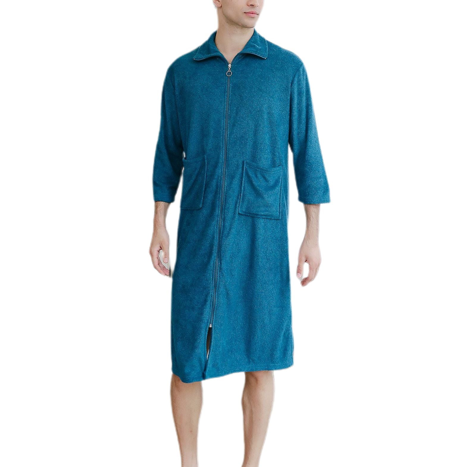 Defitshape Men's Soft Robe Terry Cloth Bathrobe Summer House Coat Full ...