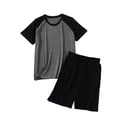 thumbnail image 1 of Defitshape Men's Summer Pajama Set Short Sleeve Shorts Pjs 2 Piece Comfy Spring Sleepwear Soft Stretchy Drawstring Lounge Set Black X-Small, 1 of 5