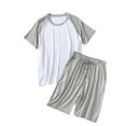 thumbnail image 1 of Defitshape Men's Summer Pajama Set Short Sleeve Shorts Pjs 2 Piece Comfy Spring Sleepwear Soft Stretchy Drawstring Lounge Set Light Grey X-Large, 1 of 1