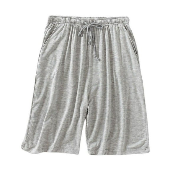 Defitshape Men's Summer Pajama Shorts Comfy Modal Sleep Shorts Spring Loose Fit Lightweight Breathable Casual Lounge Knee Length Pj Shorts Light Grey X-Large
