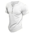 thumbnail image 1 of Defitshape Men's V Neck Henley T Shirt Short Sleeve Tshirt Soft Crew Neck Cotton Summer Stretch Vacation Basic T-shirt White X-Large, 1 of 1