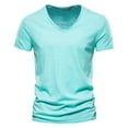 thumbnail image 1 of Defitshape Men's V Neck T Shirt Soft Top Cotton Short Sleeve Summer Casual Fitted Classic Comfy Slim Fit Tees Tshirt Green X-Large, 1 of 1