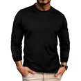 thumbnail image 1 of Defitshape Men's Waffle Knit Tshirt High Low Soft Tee Stretch Crew Neck Spring Fall Side Split Comfy Fall Top Basic Slim Fit Tshirt Solid Long Sleeve Shirt Black Small, 1 of 5