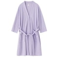thumbnail image 1 of Defitshape Men's Waffle Robe Kimono Spa Bathrobe Short Soft Knee Length Lightweight Light with Pockets Bath Robe Shower Pool Summer House Lounge Sleepwear Thin 3/4 Sleeve Purple Medium-Large, 1 of 2