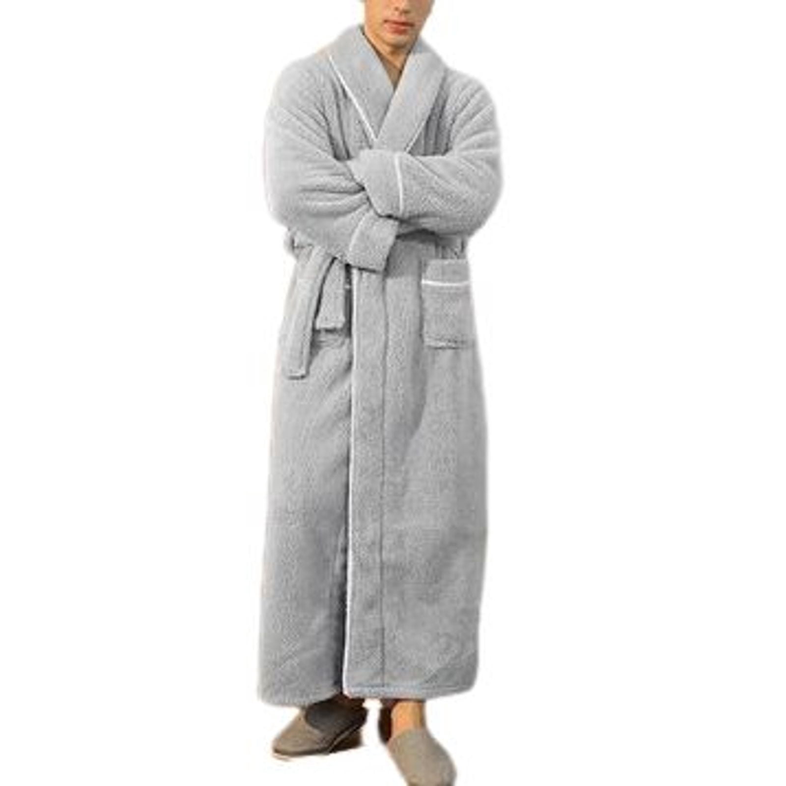 Defitshape Men's Winter Pjs Long Sleeve Robe Warm Comfy Spring Thick ...