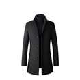 thumbnail image 1 of Defitshape Men's Wool Pea Coats Thick Fall Long Sleeve Button Down Long Dressy Jacket Business Long Quilted Single Breasted Topcoat Slim Fit Peacoat Winter Trench Coat Black X-Large, 1 of 1