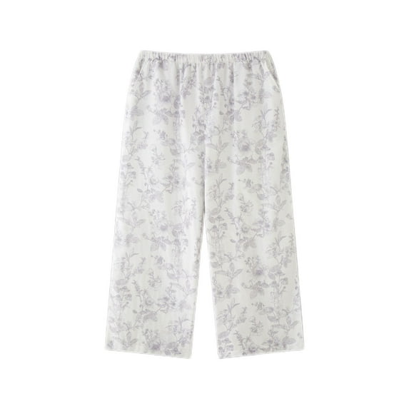 Defitshape Women's 100 Cotton Sleep Capris Floral Printed Comfy Sleepwear Summer Pajama Pants Vintage Spring Loung Soft Sleep Bottoms Loungewear Purple Large