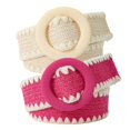 thumbnail image 1 of Defitshape Women's Basic Adjustable Belts Braided Belt 2 Pack Elastic Elegant Jagged Belt For Dress Rose Beige X-Small-Large, 1 of 3