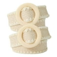 thumbnail image 1 of Defitshape Women's Basic Adjustable Belts Braided Belt 2 Pack Elastic Elegant Jagged Belt For Dress Beige X-Small-Large, 1 of 3