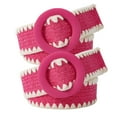 thumbnail image 1 of Defitshape Women's 2 Pack Raffia Belts Rattan Woven Braided Buckle Belt For Dress Elegant Wide Holeless Stretch Thick Chic Casual O Ring Boho Adjustable Belt Rose X-Small-Large, 1 of 1