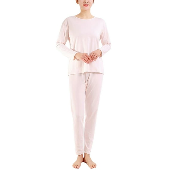 Defitshape Women's 2 Piece Long Underwear Set Soft Comfy Stretch Lightweight Fall Baselayer Winter Base Layer for Ski Cold Weather Thermal Shirt Pants Set Long Jongs Pink XX-Large
