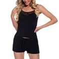 thumbnail image 1 of Defitshape Women's 2 Piece Pajama Set Lace Cami Shorts Lounge Set Valentines Day Soft Cool Fall Thin Summer Pj Set Black X-Small, 1 of 5