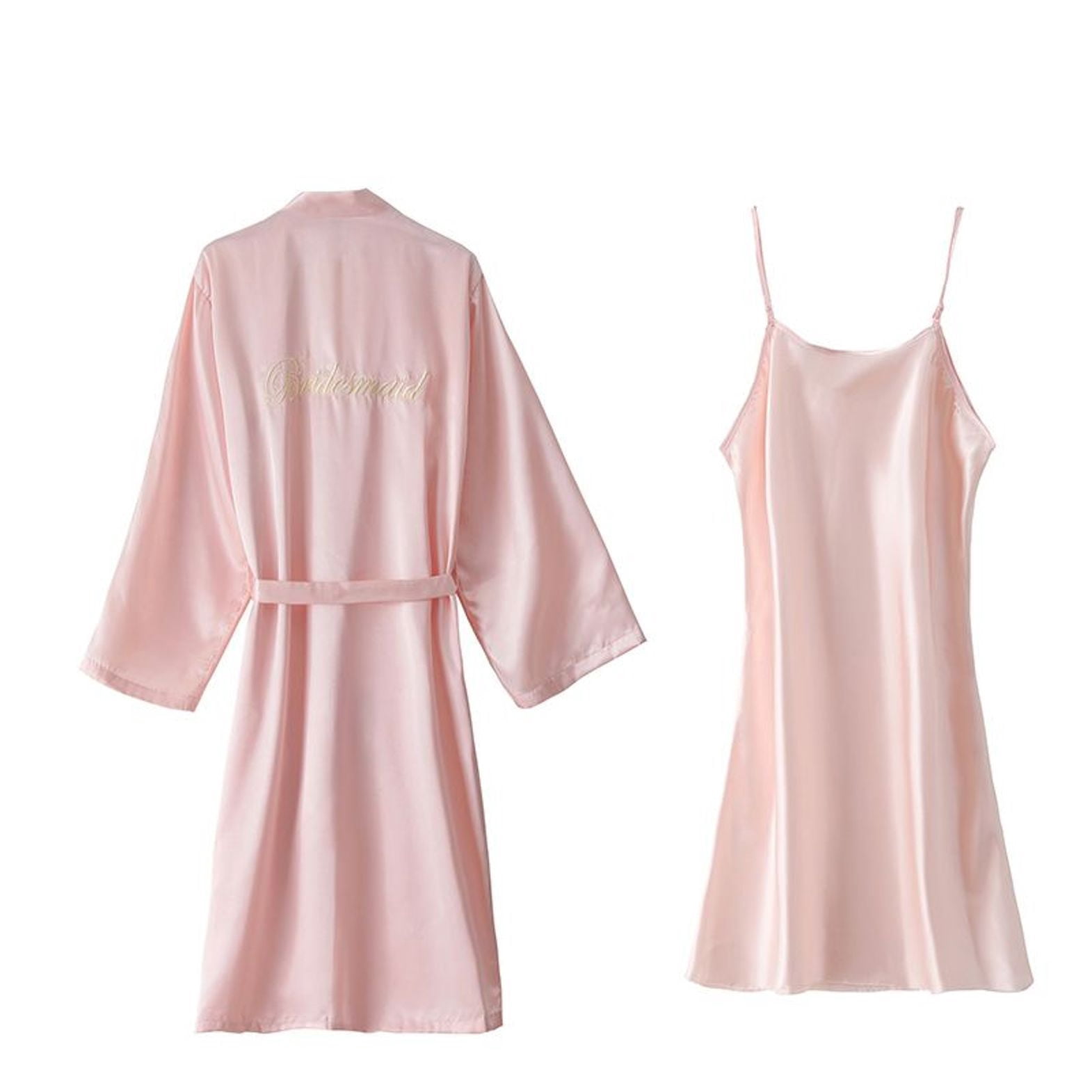 Defitshape Women's 2 Piece Robe Set Soft Chemise Nightgown Summer Satin ...