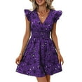 thumbnail image 1 of Defitshape Women's Aline Dress Adorable Sleeveless Printed Dresses Beach Butterfly Sleeve Cap Sleeve Aloha Elastic Band A Line Dress Purple Large, 1 of 5