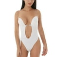 thumbnail image 1 of Defitshape Women's Backless Body Shapewear Seamless U Plunge Bodysuit Bridal Thong Shaper White 34 fit 34C/34D, 1 of 5